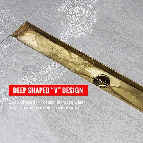 SaniteModar Gold Stainless Steel Linear Shower Drain Durable and Efficient