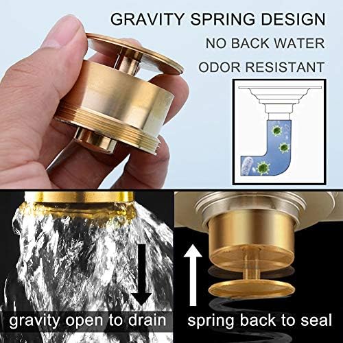 Solid Brass Non-Clog BlackPlated Drain for Bathrooms