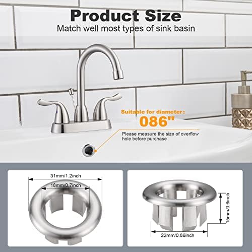 6-Piece Sink Overflow Cover Brushed Nickel for Bathroom Kitchen