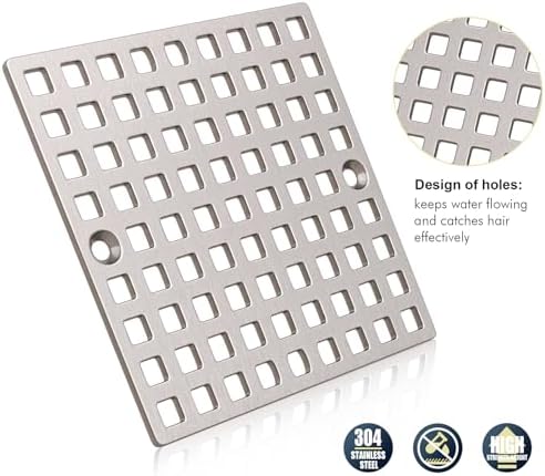 Stainless Steel 4 Shower Drain Cover Set 2-Piece Brushed Nickel