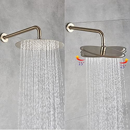 Rain shower system brushed gold bath faucet set with tub spout