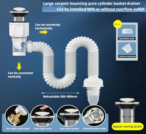 XLRPAT Sink Drain Kit with Ceramic Cap and Copper Basket 1