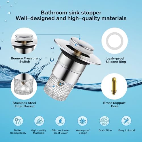 Bathroom Sink Stopper Hair Catcher 2-Pack