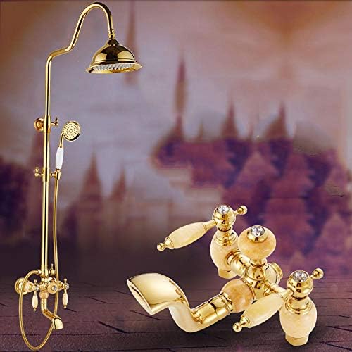 Brass Jade Rainfall Shower Set