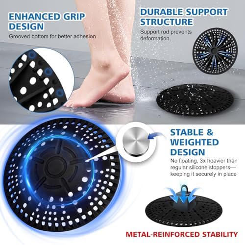 ZOOY Showers - Durable silicone hair catchers - shower tub sink anti-clog 55-inch