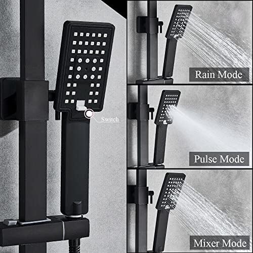 Gougeltd Rainfall Shower Faucet Set Matte Black