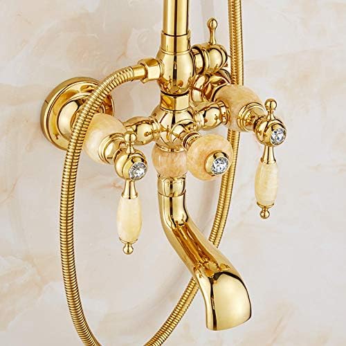 Brass Jade Rainfall Shower Set