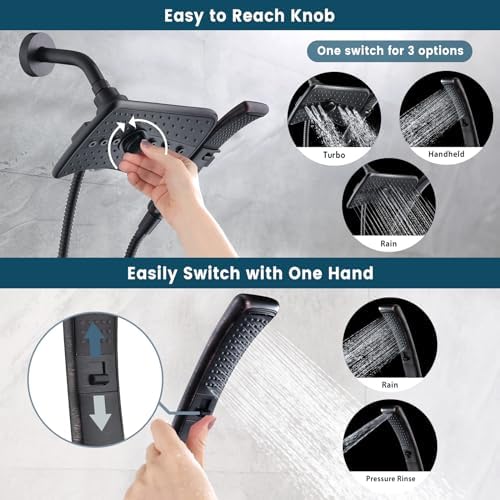Dual-Spray Oil Rubbed Bronze Black Shower Head Set