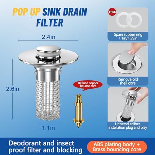 Bathroom Sink Stopper Hair Catcher 4-Piece Set