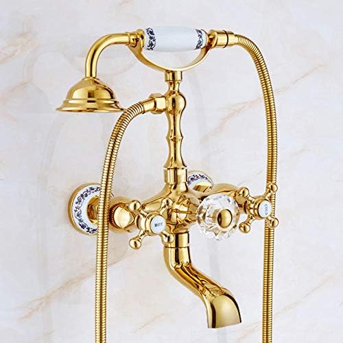 Gougeltd Gold Brass Bathtub Faucet Set