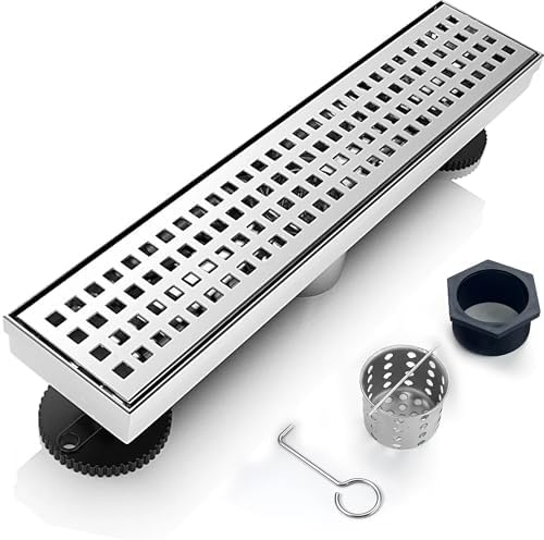 Eblog 12-Inch Linear Shower Drain 304 Stainless Steel Adjustable Durable