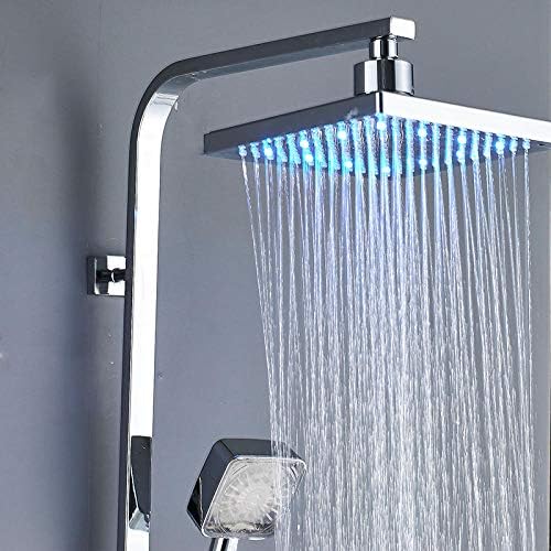 Durable Brass LED Bath Shower Faucet Set with 3-Way Mix Rainfall Spray