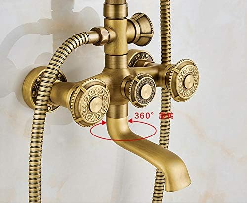 Antique Carved Bathroom Shower Set 8 inch Rainfall Bar Hand Shower