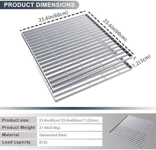 Durable Rust-Proof 23x23in galvanized steel drainage grates for Garages Driveways Yards