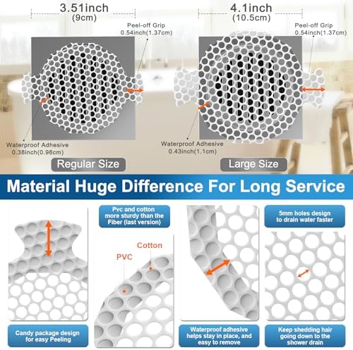 INVIHUG 50-Pack Disposable Shower Drain Hair Catcher Mesh Stickers