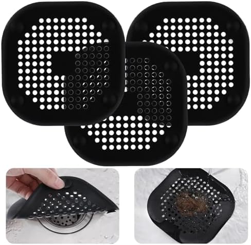 Tucnoeu 3Pcs Silicone Hair Catcher with Suction Cups for Shower Sink Bathtub