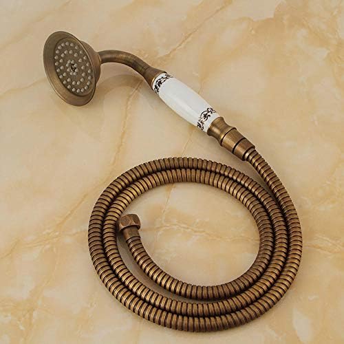 Amortized Bathtub Shower Faucet Set - 8-inch Round Carved Pattern Antique Brass