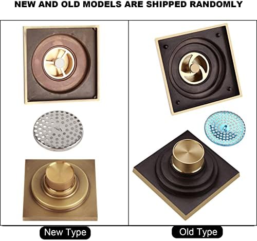 Dussdote Floor Drain with Antique Brass Strainer