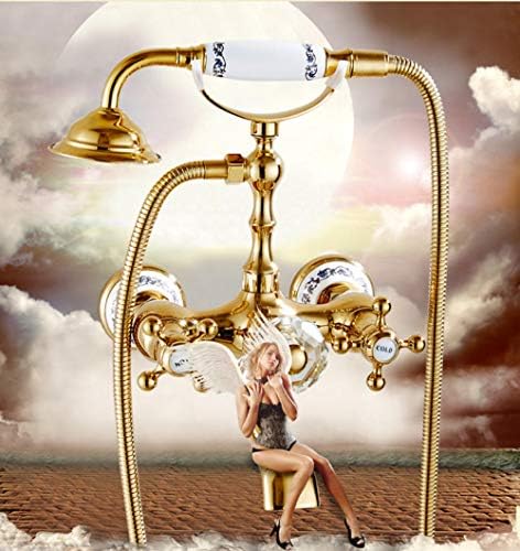 Gougeltd Gold Brass Bathtub Faucet Set