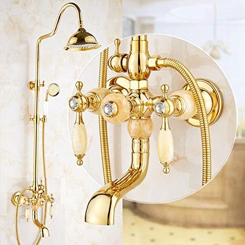 Brass Jade Rainfall Shower Set