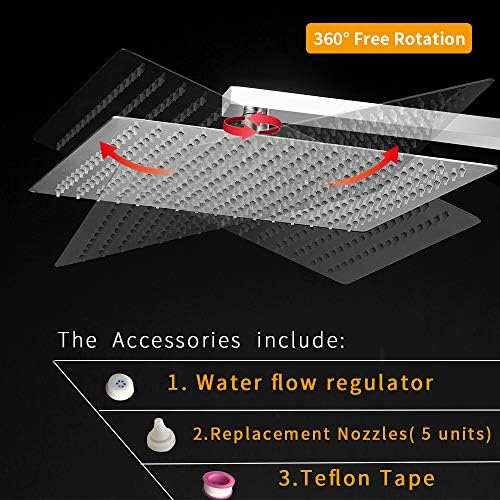 BESy 12 Inch Square Rainfall Shower Head