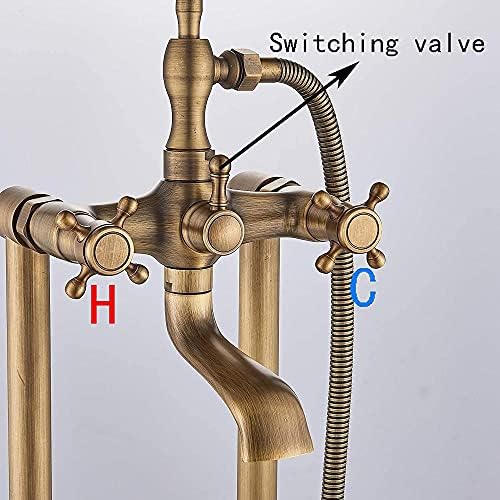 Huin antique brass bathtub tap with dual cross handle swivel