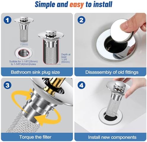 Bathroom Sink Stopper Hair Catcher 4-Piece Set