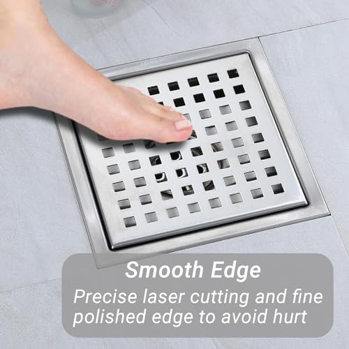 4-inch square stainless steel shower floor drain