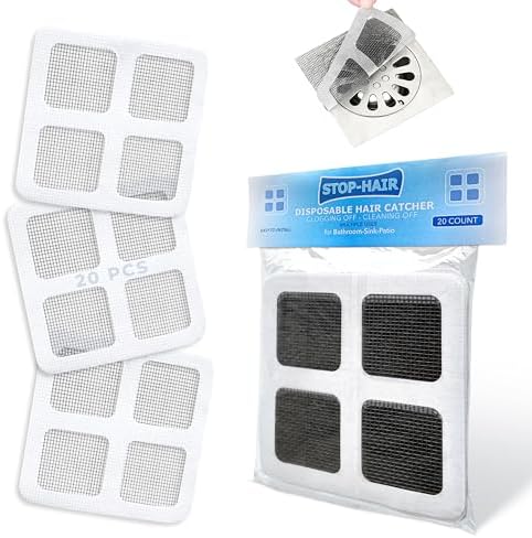 20PCS Disposable Hair Catcher Drain Cover for Bathroom Shower Sink Kitchen White