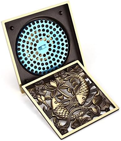 Dussdote Floor Drain with Antique Brass Strainer