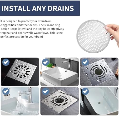 2-Piece Stainless Steel Silicone Shower Drain Hair Catcher