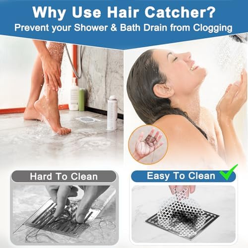 INVIHUG 50-Pack Disposable Shower Drain Hair Catcher Mesh Stickers