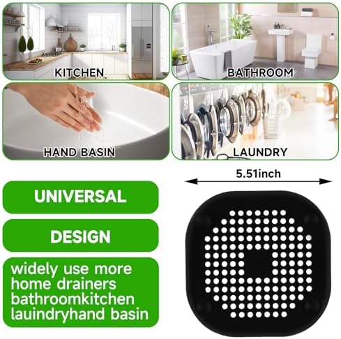 Tucnoeu 3Pcs Silicone Hair Catcher with Suction Cups for Shower Sink Bathtub