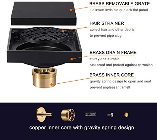 Solid Brass Non-Clog BlackPlated Drain for Bathrooms