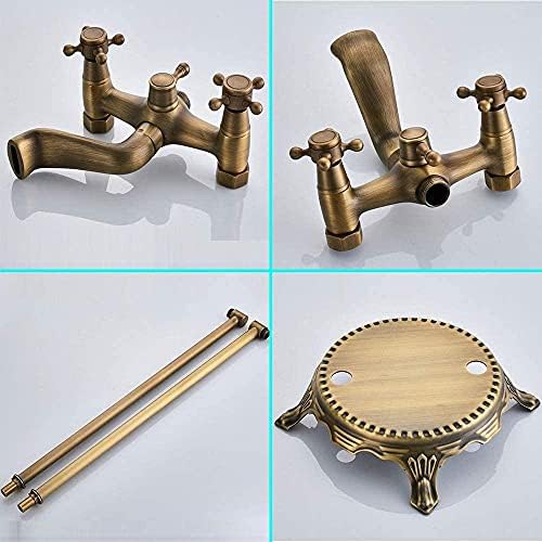 Huin antique brass bathtub tap with dual cross handle swivel