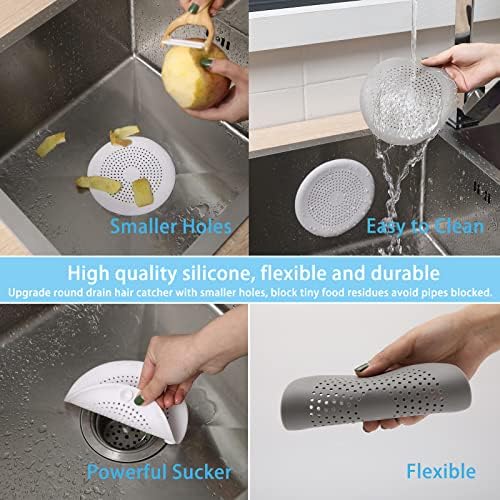 QiyuanLS 4-Pack Silicone Drain Hair Catchers for Kitchen Bath Use
