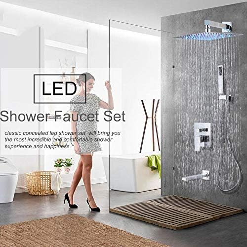 Huin concealed LED rainfall shower faucet set