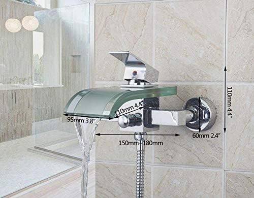 Glass Spout Tub Shower Faucet Set Chrome by Huin
