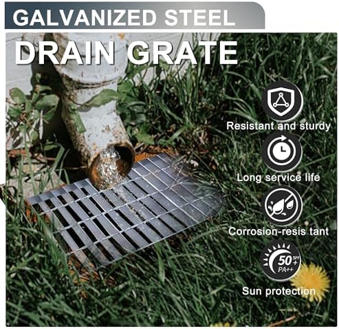 Durable Rust-Proof 23x23in galvanized steel drainage grates for Garages Driveways Yards