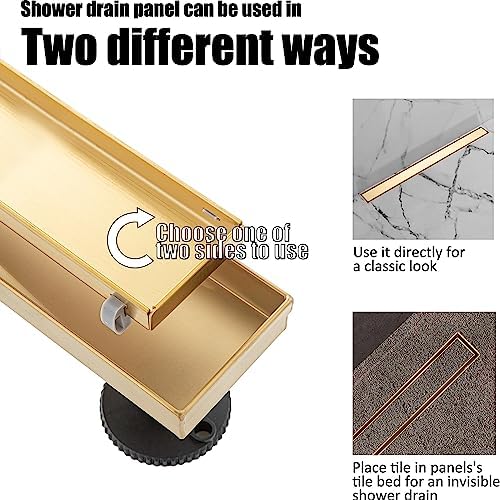 Stainless Steel Linear Shower Drain with Adjustable Feet Hair Strainer