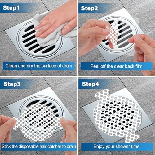 INVIHUG 50-Pack Disposable Shower Drain Hair Catcher Mesh Stickers