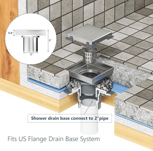6-Inch Square Shower Drain Oil Rubbed Bronze