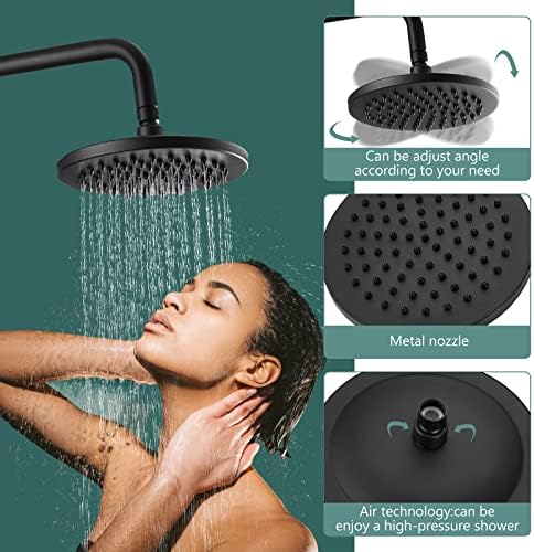 Matte Black Exposed Pipe Adjustable Shower Kit for Bathrooms