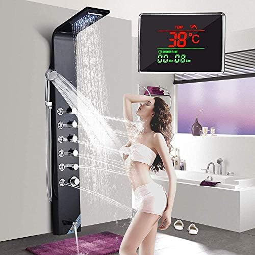 Durable Black LED Massage Shower Head with 6 Handles