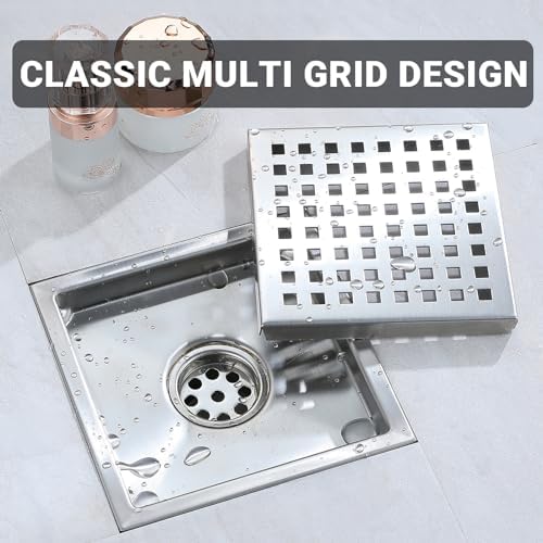 4-inch square stainless steel shower floor drain