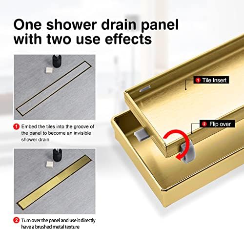 SaniteModar Gold Stainless Steel Linear Shower Drain Durable and Efficient