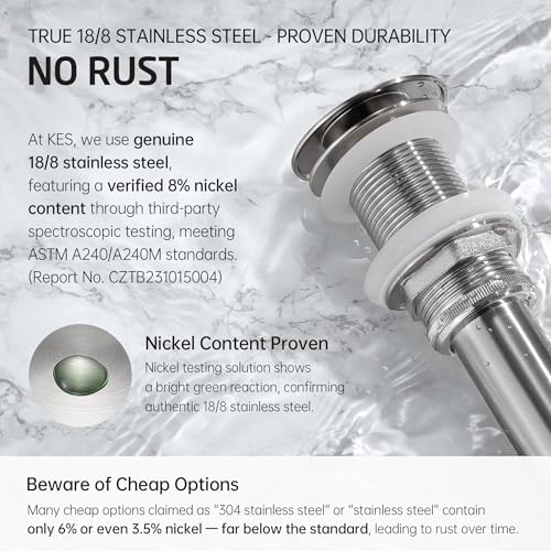 KES Sink Drain Stopper - Brass Stainless Steel Anti-Leakage Non-Overflow
