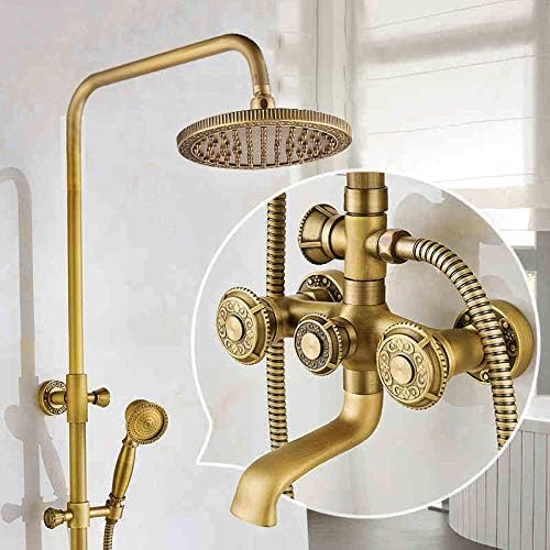 Antique Carved Bathroom Shower Set 8 inch Rainfall Bar Hand Shower