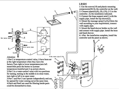 16-inch LED Rain Showers Wall-Mounted Massage System from Huin
