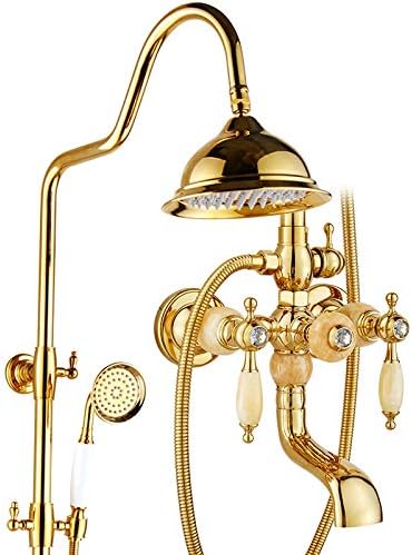Brass Jade Rainfall Shower Set